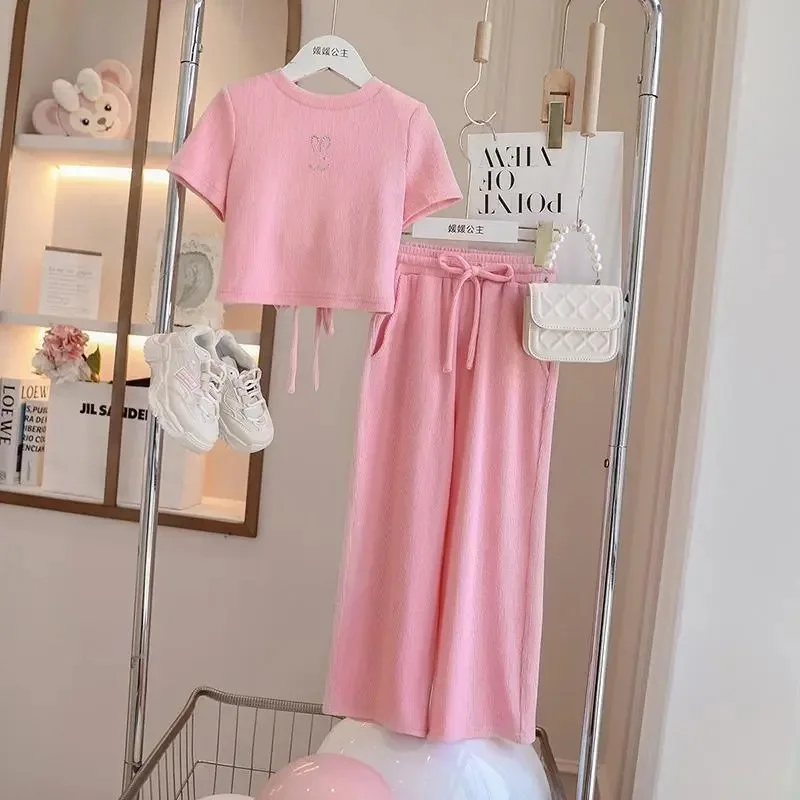 Conjunto de verano para niña: camiseta fina y pantalón ancho