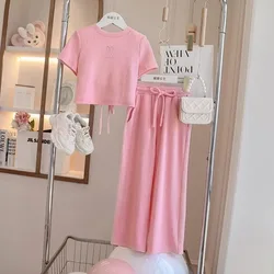 Conjunto de verano para niña: camiseta fina y pantalón ancho