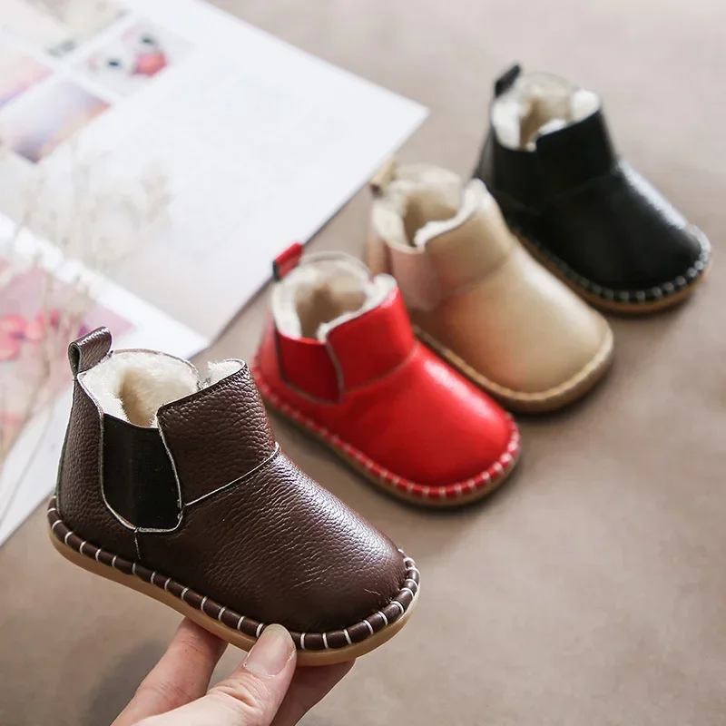 Botas de nieve infantiles impermeables con forro de felpa