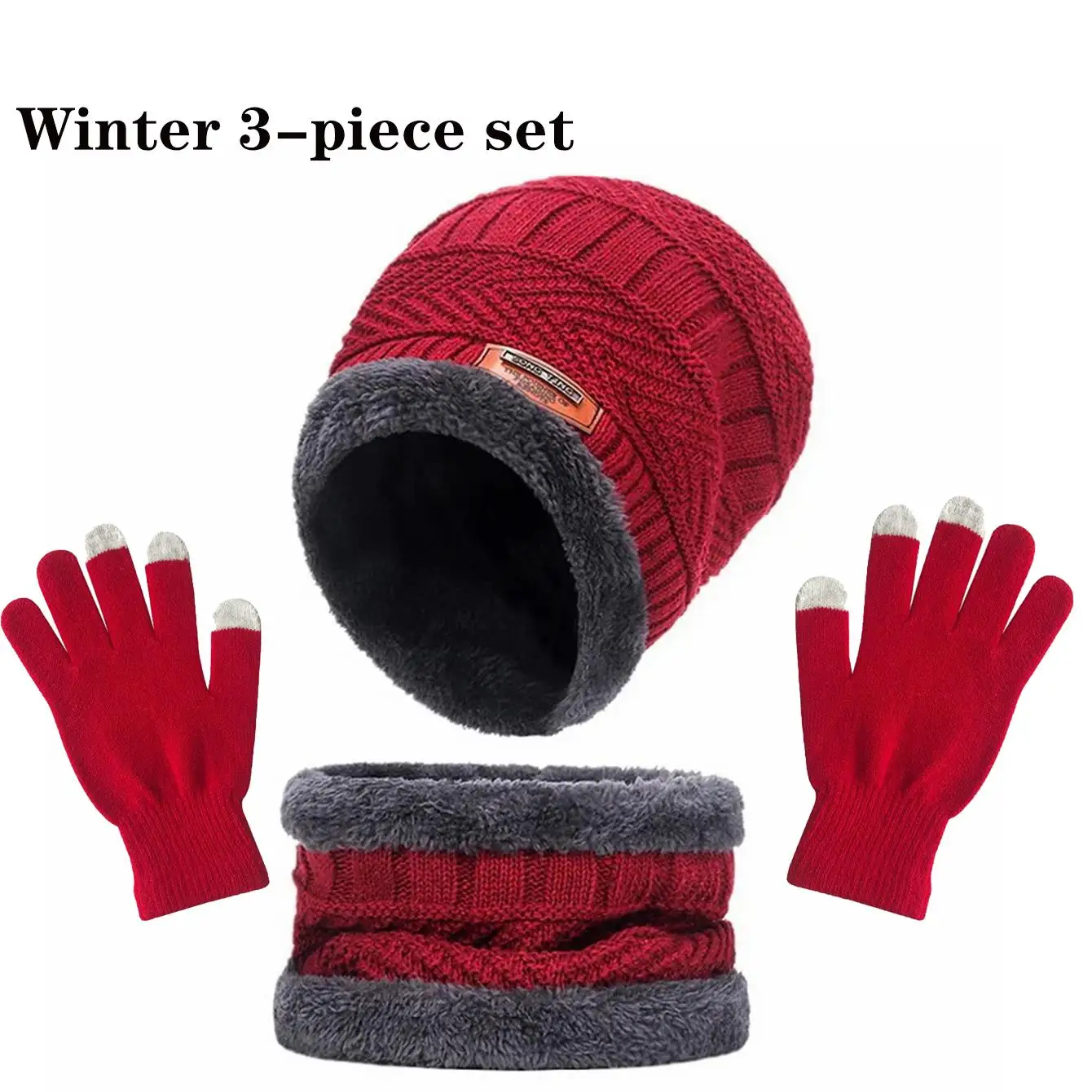 Gorro de terciopelo infantil cálido con conjunto de guantes coral - imagen 3