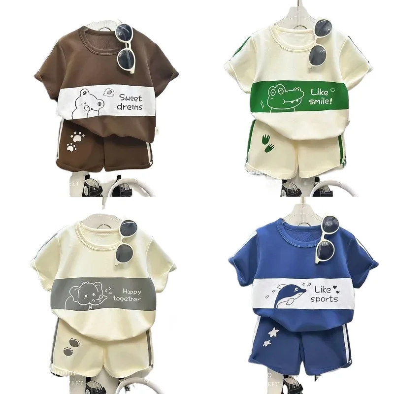 Conjunto de verano a rayas con manga corta para bebé y niño - imagen 2