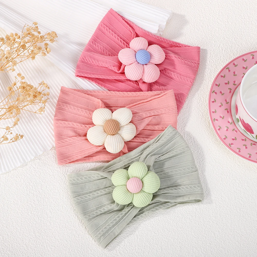 Diadema con flores y turbante elástico para bebé - imagen 5