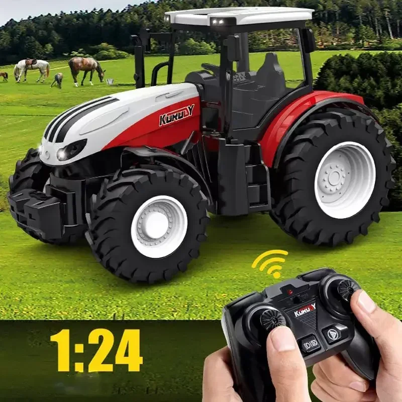 Coche teledirigido tractor de granjero con remolque