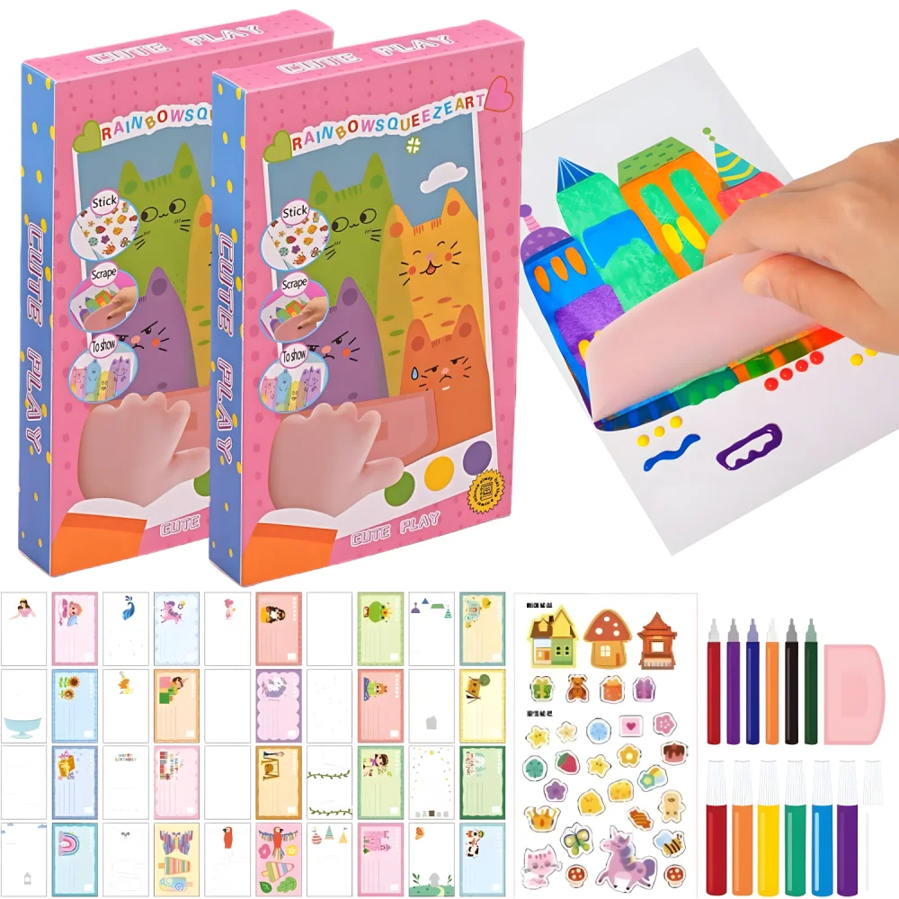 Juego de scratch art con diseño colorido
