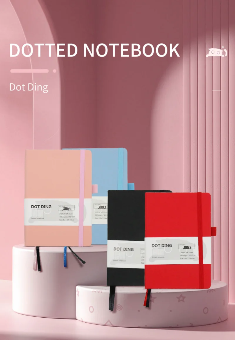 Cuaderno punteado estilo cuero negro