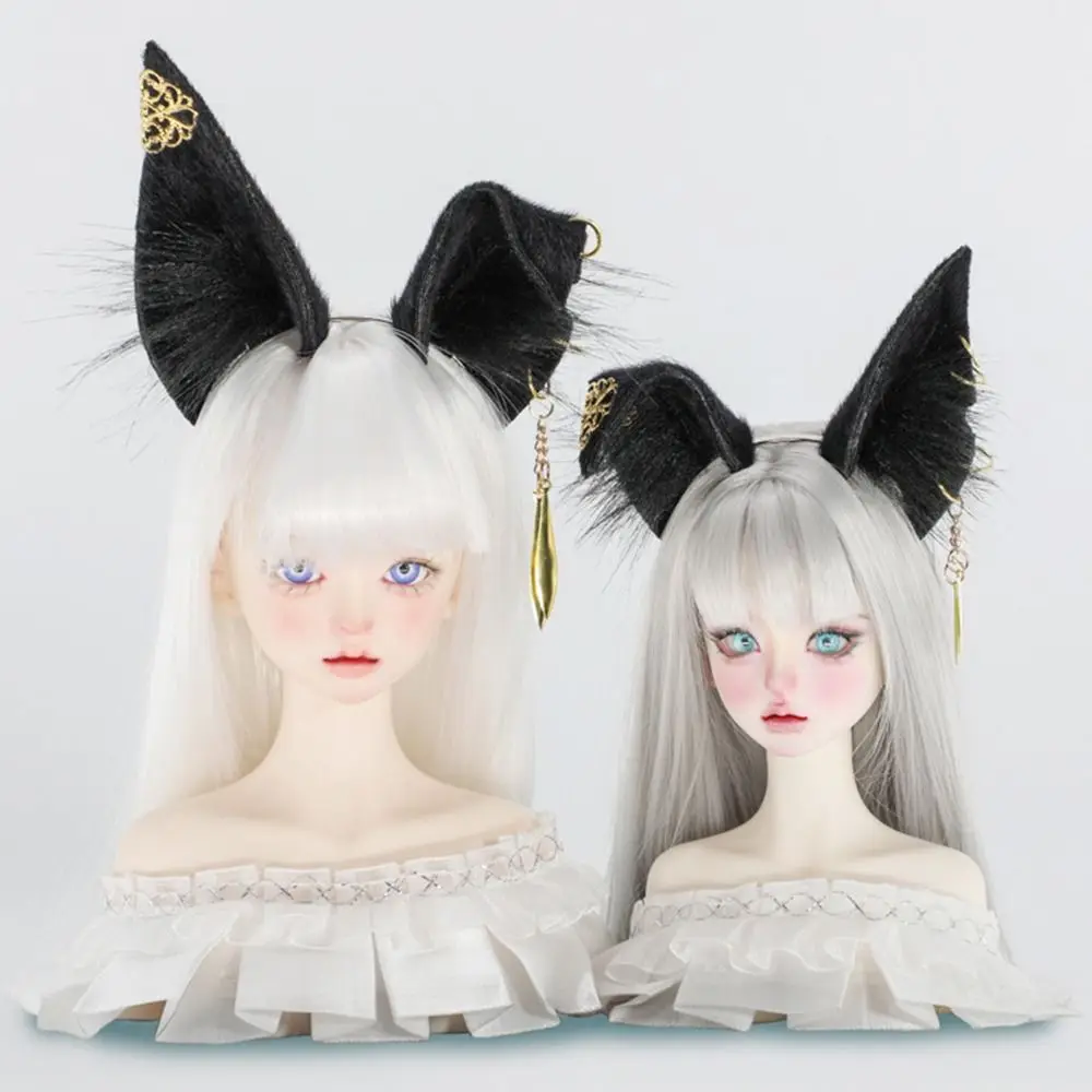 Diadema orejas de gato simuladas estilo tierno negro y blanco - imagen 4