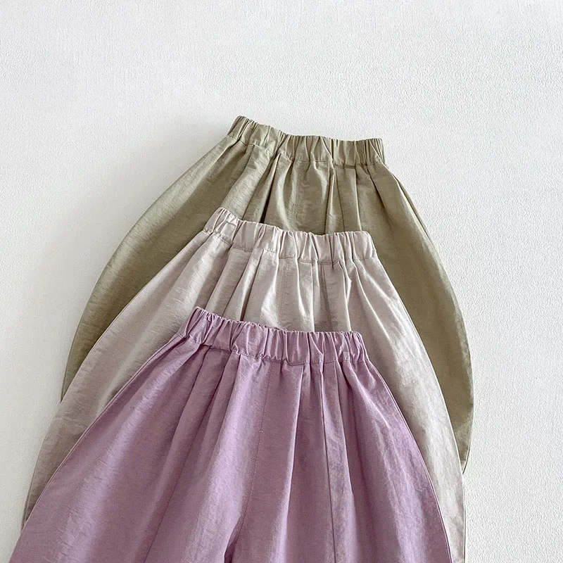 MILANCEL Pantalones de verano pierna ancha holgados para niñas lisos - imagen 2