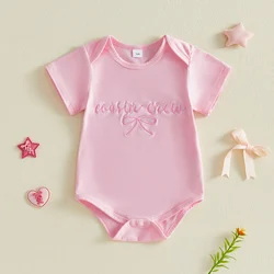 Tregren mono de manga corta para bebé niña con cuello redondo bordado