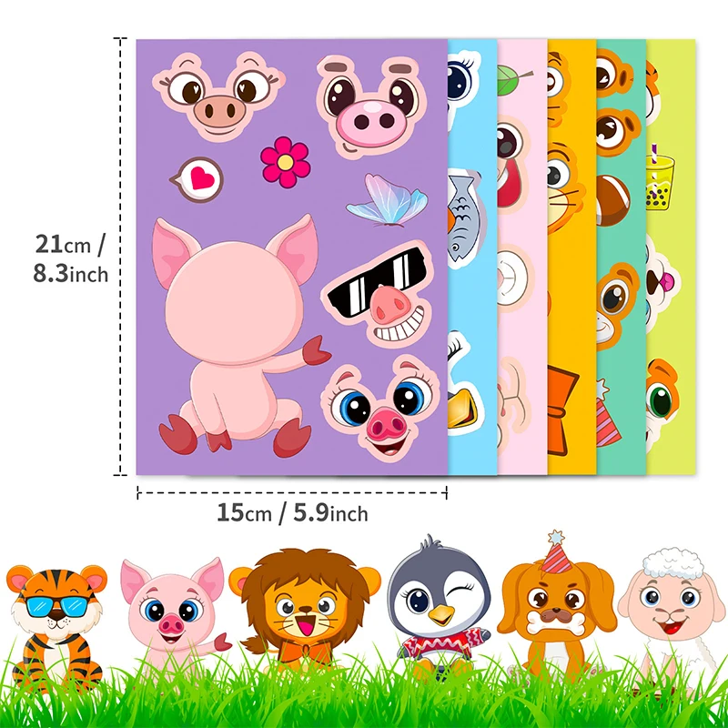 Pegatinas rompecabezas DIY de animales kawaii para niños - imagen 4