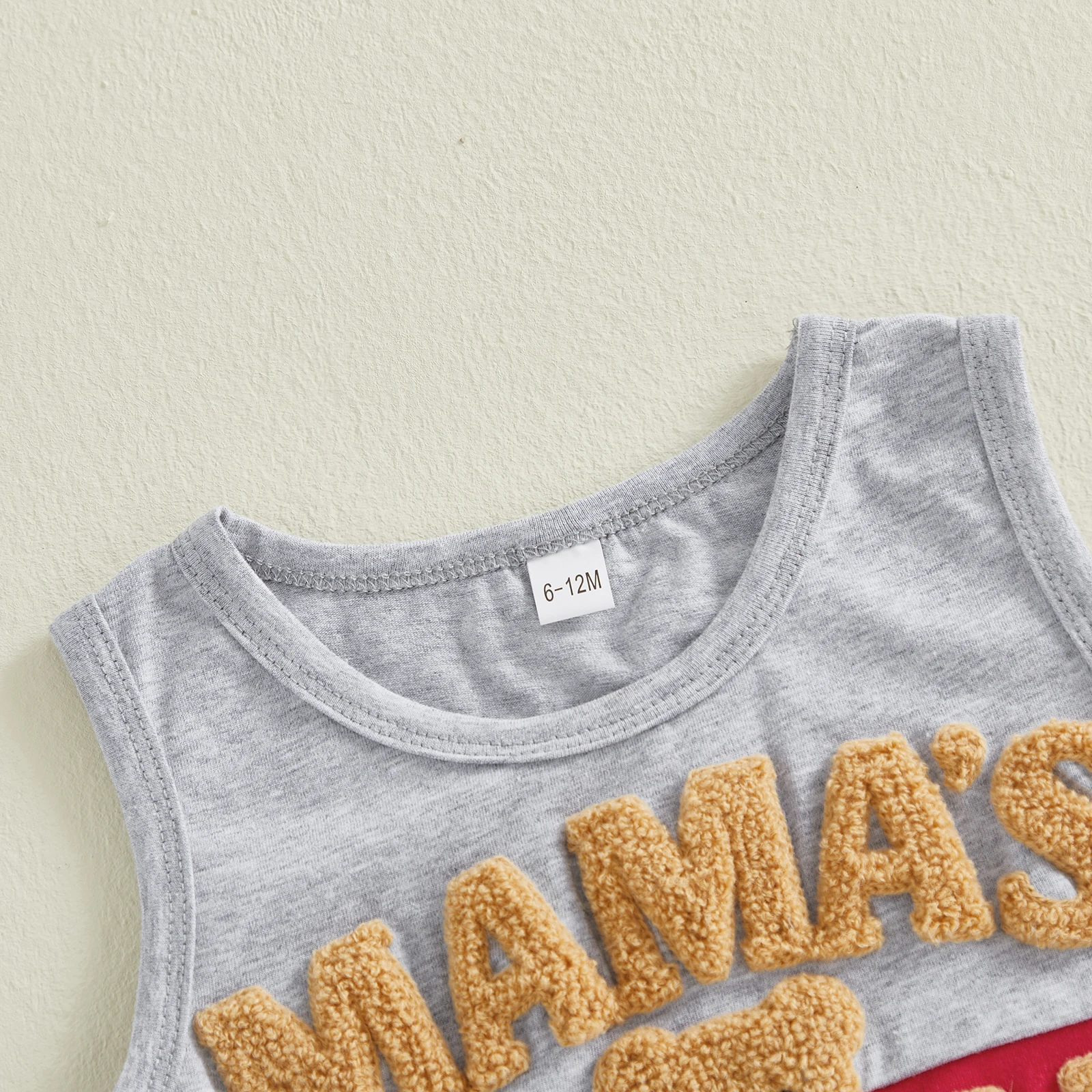 Conjunto bebé camiseta sin mangas y pantalón corto con oso bordado - imagen 3