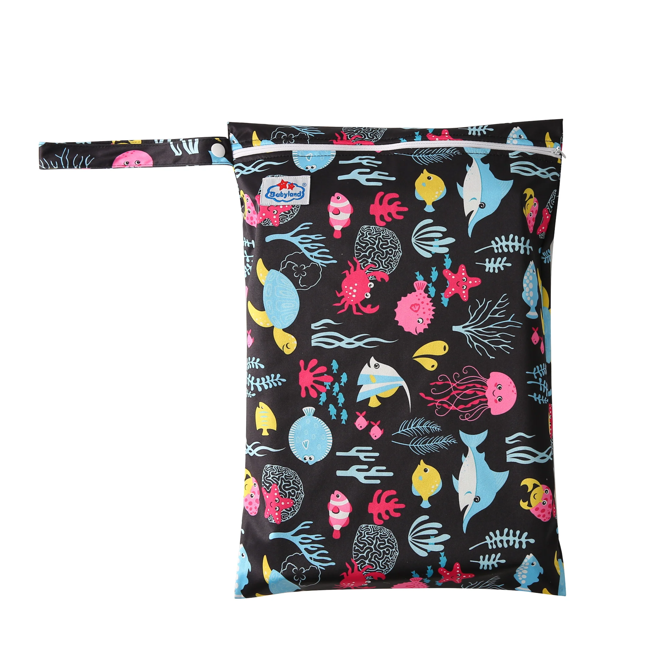 Bolsa de pañales impermeable Babyland con cremallera y patrones de colores