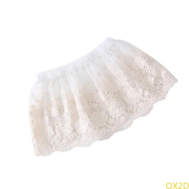 QX2D Falda niña de encaje bordado floral suave - imagen 5