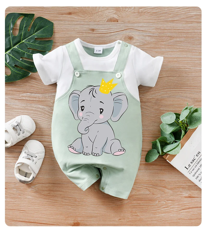 Mono infantil con estampado de elefante verde