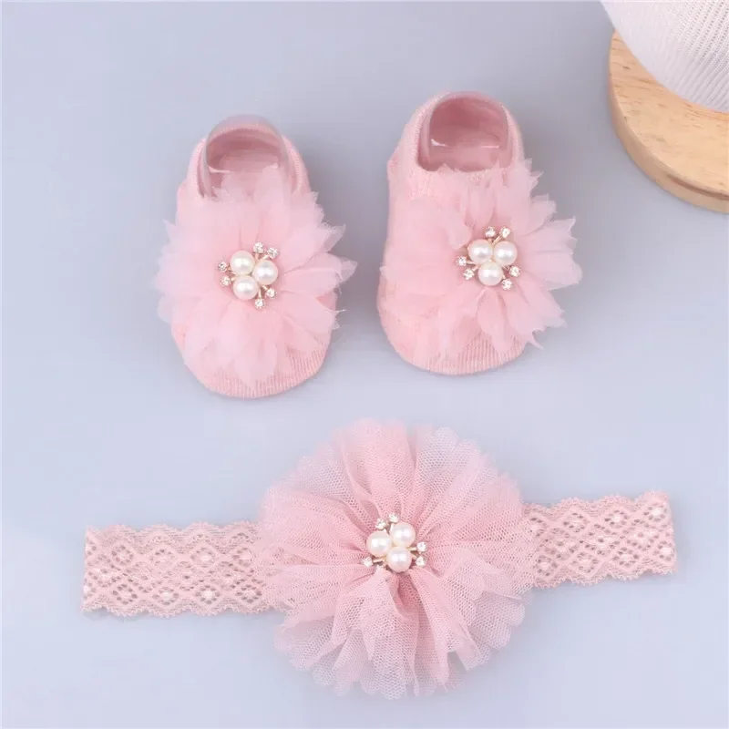 Lazos de perlas y diadema para bebé – Accesorios cabello - imagen 5