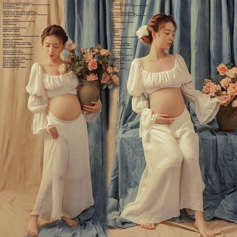Vestido de maternidad vintage largo maxi suave para sesiones de fotos - imagen 2