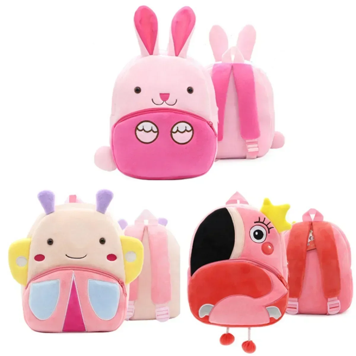 Mochila infantil de felpa con estampado de animales
