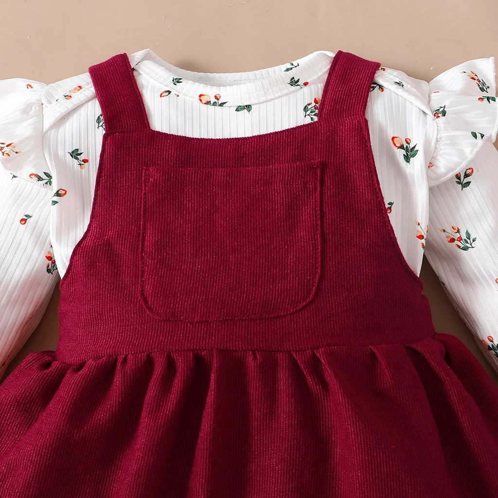 Vestido princesa bebe 0-18 meses - conjunto rojo con volantes - imagen 2