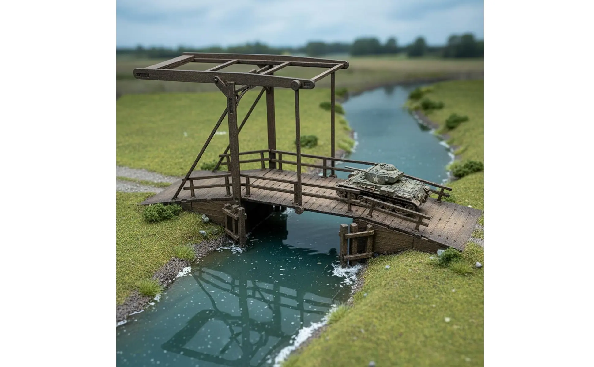 Kit de puente levadizo de madera para dioramas