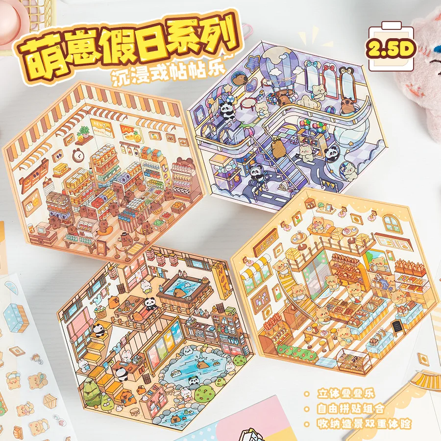 Set pegatinas 3D apilables Capibara gato perro – DIY infantil para niños