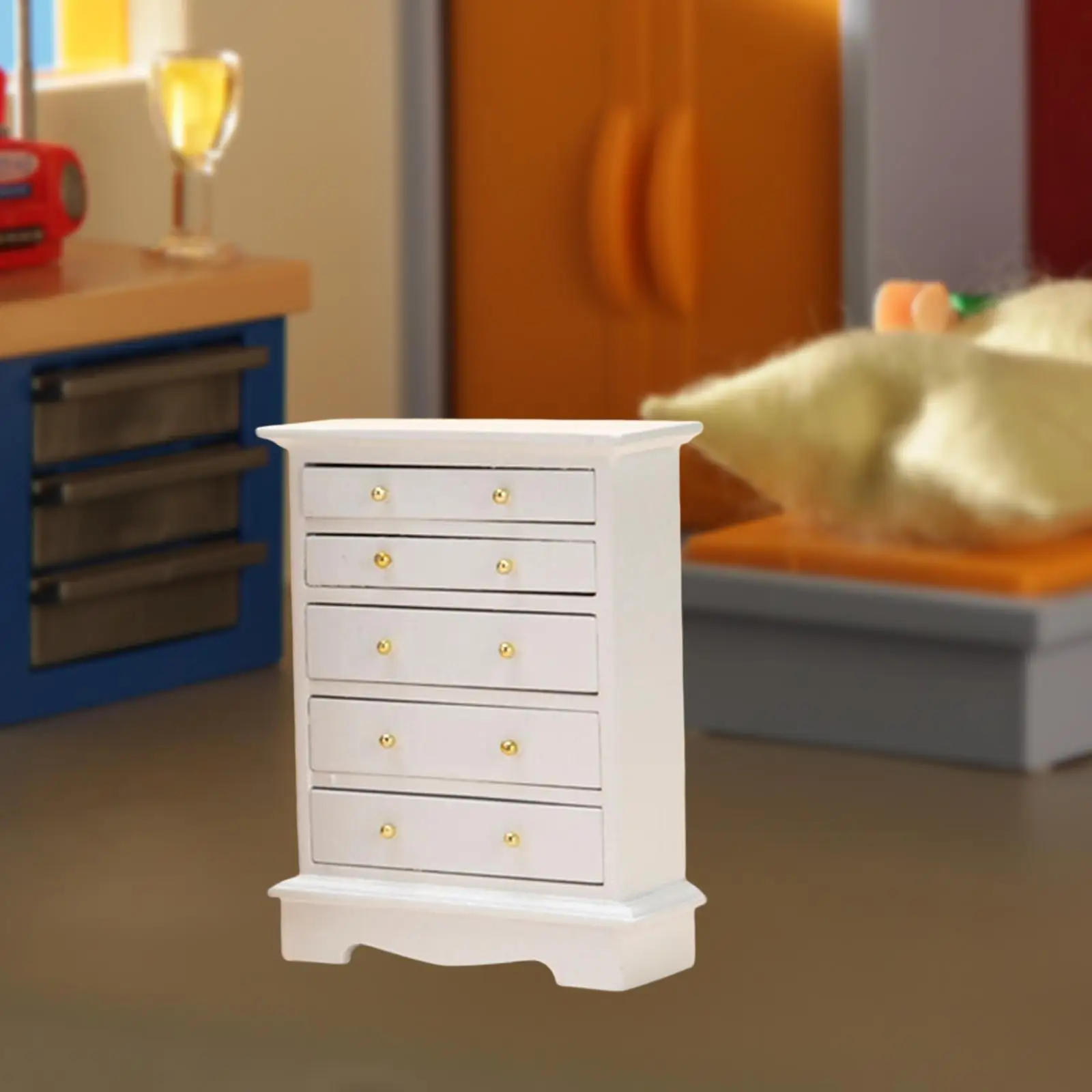 Vista frontal del mueble cajonera en miniatura escala 1:12