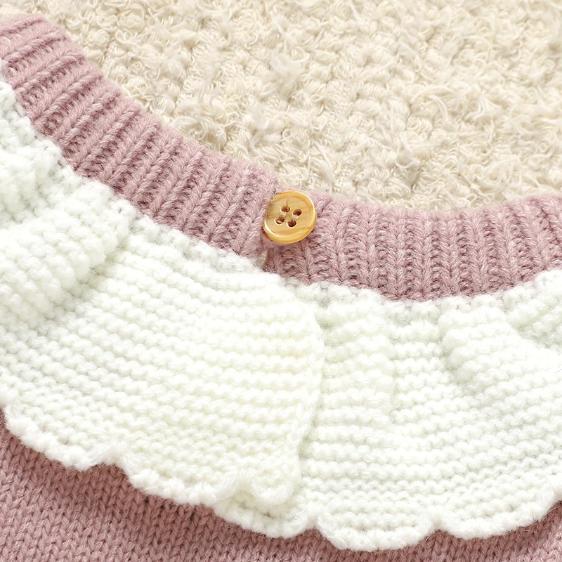 Vestido A rosa cuello tortuga manga larga plisada para niña - imagen 2