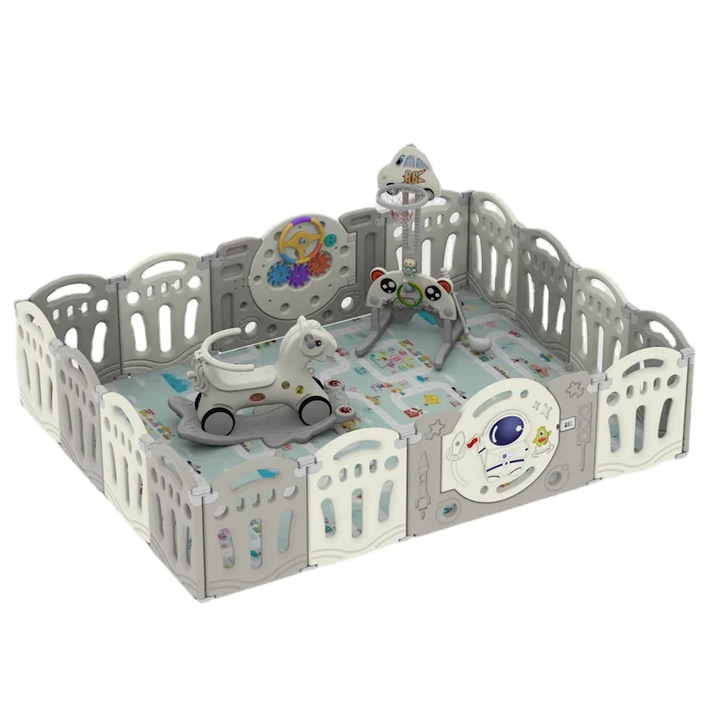 Parque infantil plegable con barrera redonda para gatear - imagen 2
