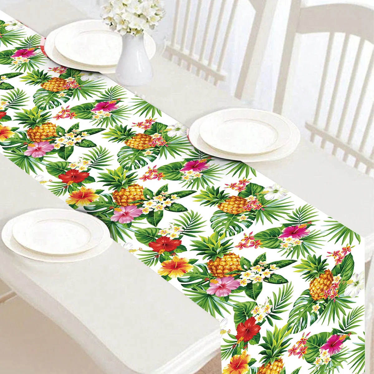 Conjunto de caminos de mesa tropicales para eventos
