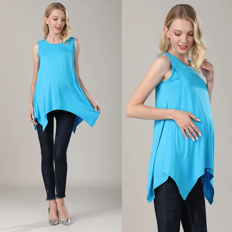 Camiseta de lactancia sin mangas de modal suave con cuello redondo - imagen 5