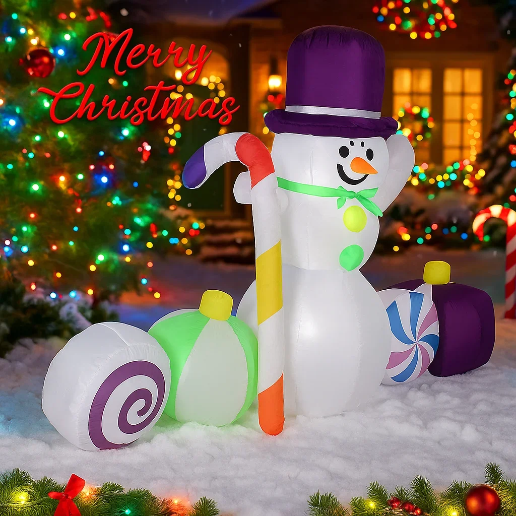 Decoración inflable Navidad con muñeco de nieve y luces LED - imagen 4
