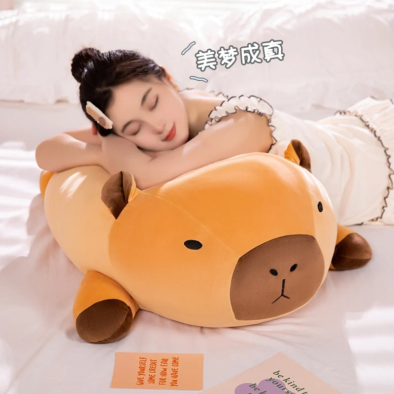 Almohada larga de peluche capibara, relleno suave estilo tierno - imagen 2