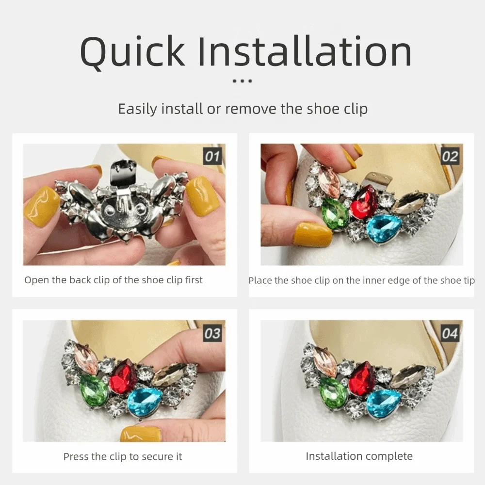 Hebillas brillantes para zapatos con clip metálico removible - imagen 3