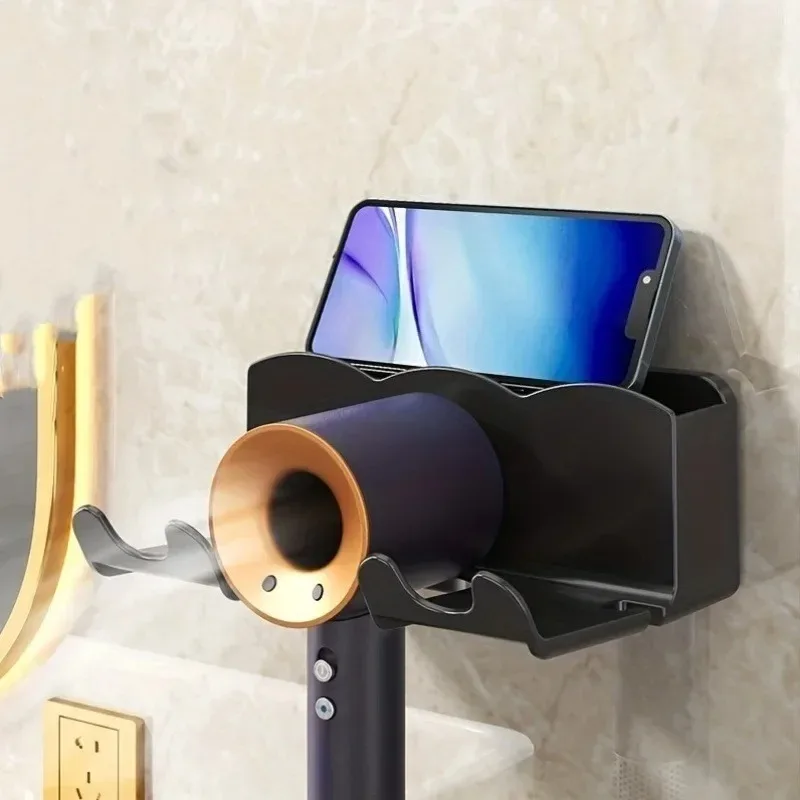 LIUSHADUOLA Soporte de pared para secador de pelo sin perforar - imagen 5