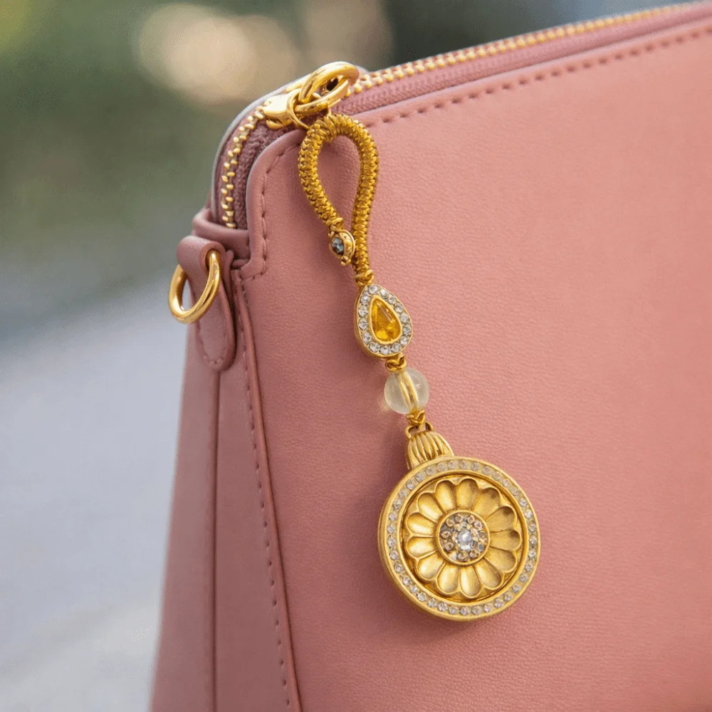Vista del accesorio para colgar en mochila o bolso