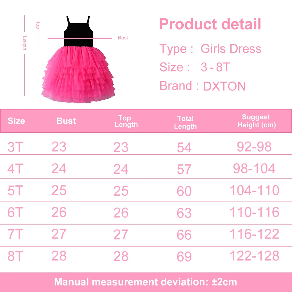 Vestido infantil DXTON con top de algodón y falda de tul