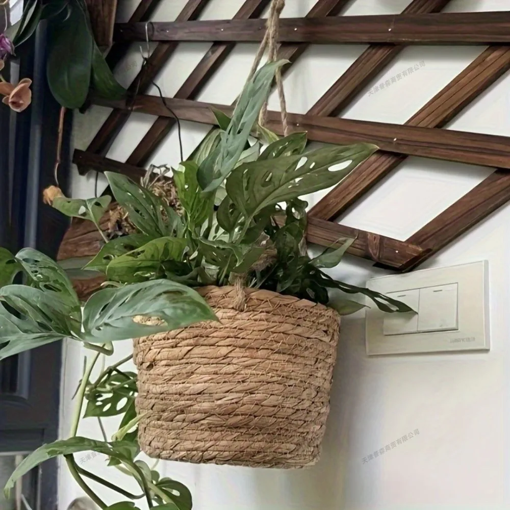Maceta colgante estilo ratán para interior y exterior - imagen 2