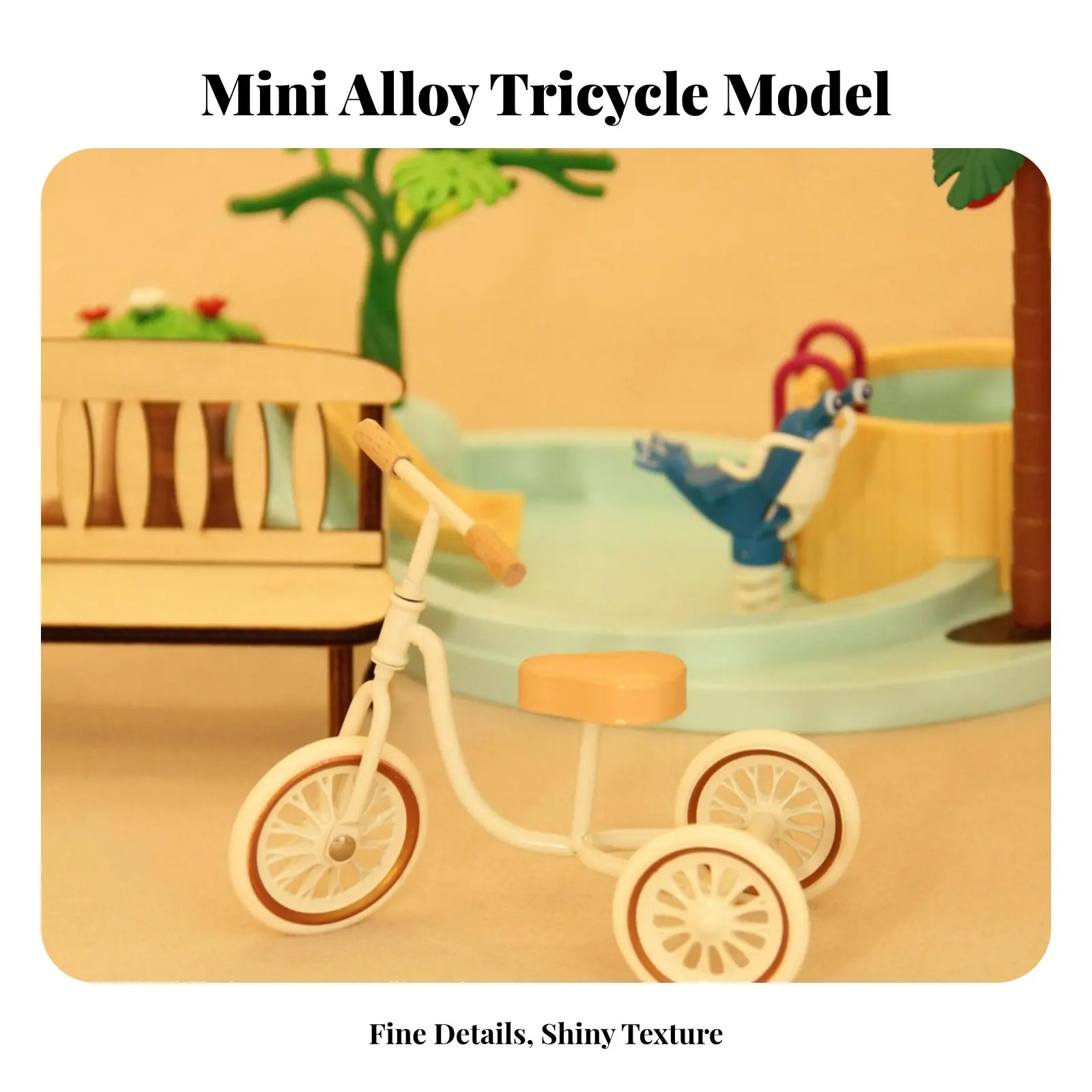 Triciclo decorativo para casa de muñecas con acabado detallado - imagen 4