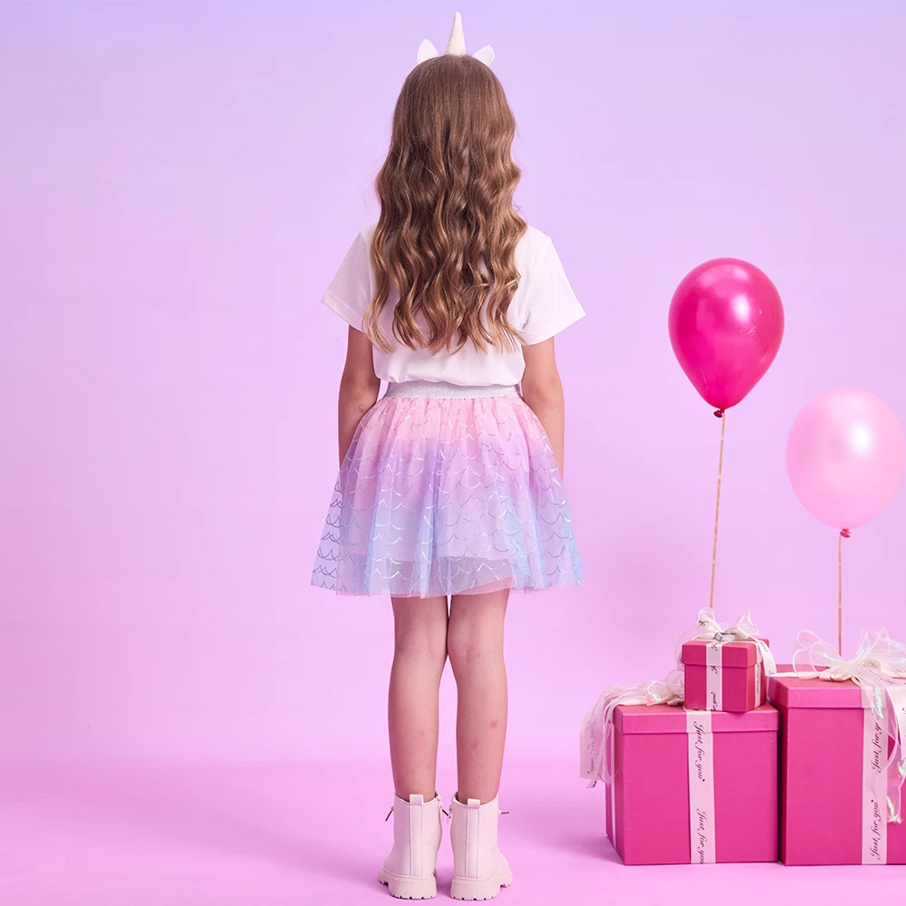 DXTON falda de tul princesa para niñas con malla degradada - imagen 2