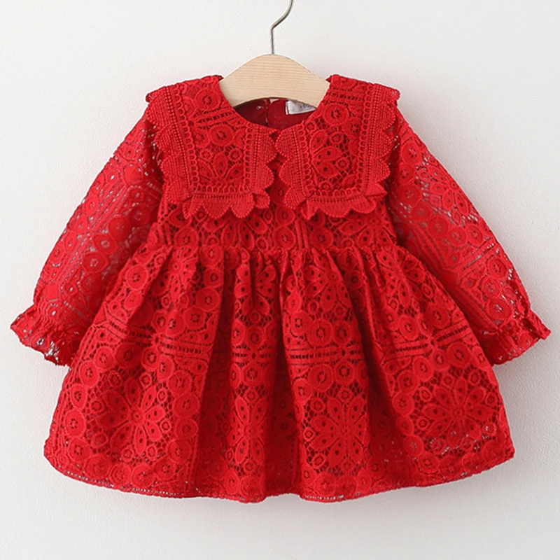 Vestido primer cumpleaños – Encaje blanco manga larga