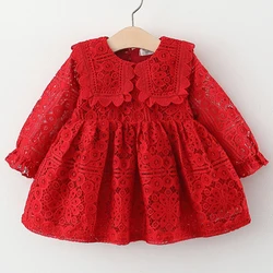 Vestido primer cumpleaños – Encaje blanco manga larga