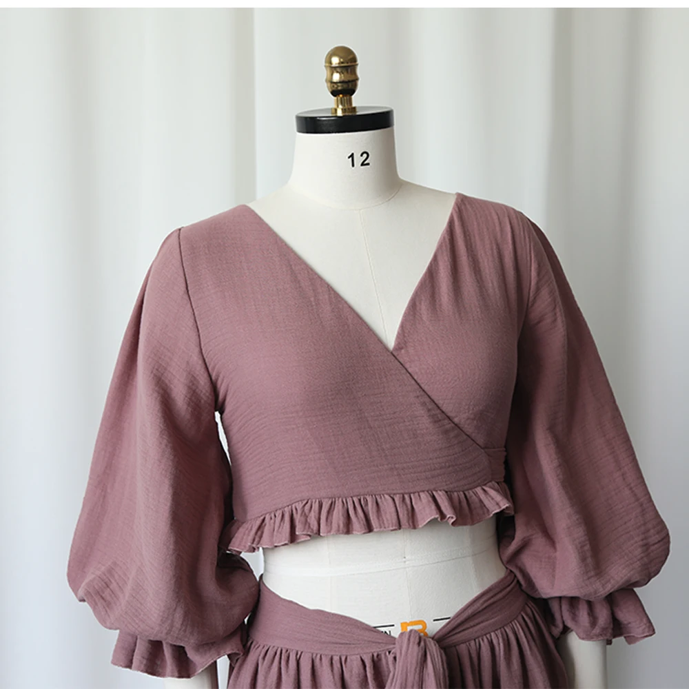Vestido de maternidad bohemio en algodón puro con mangas abullonadas - imagen 3