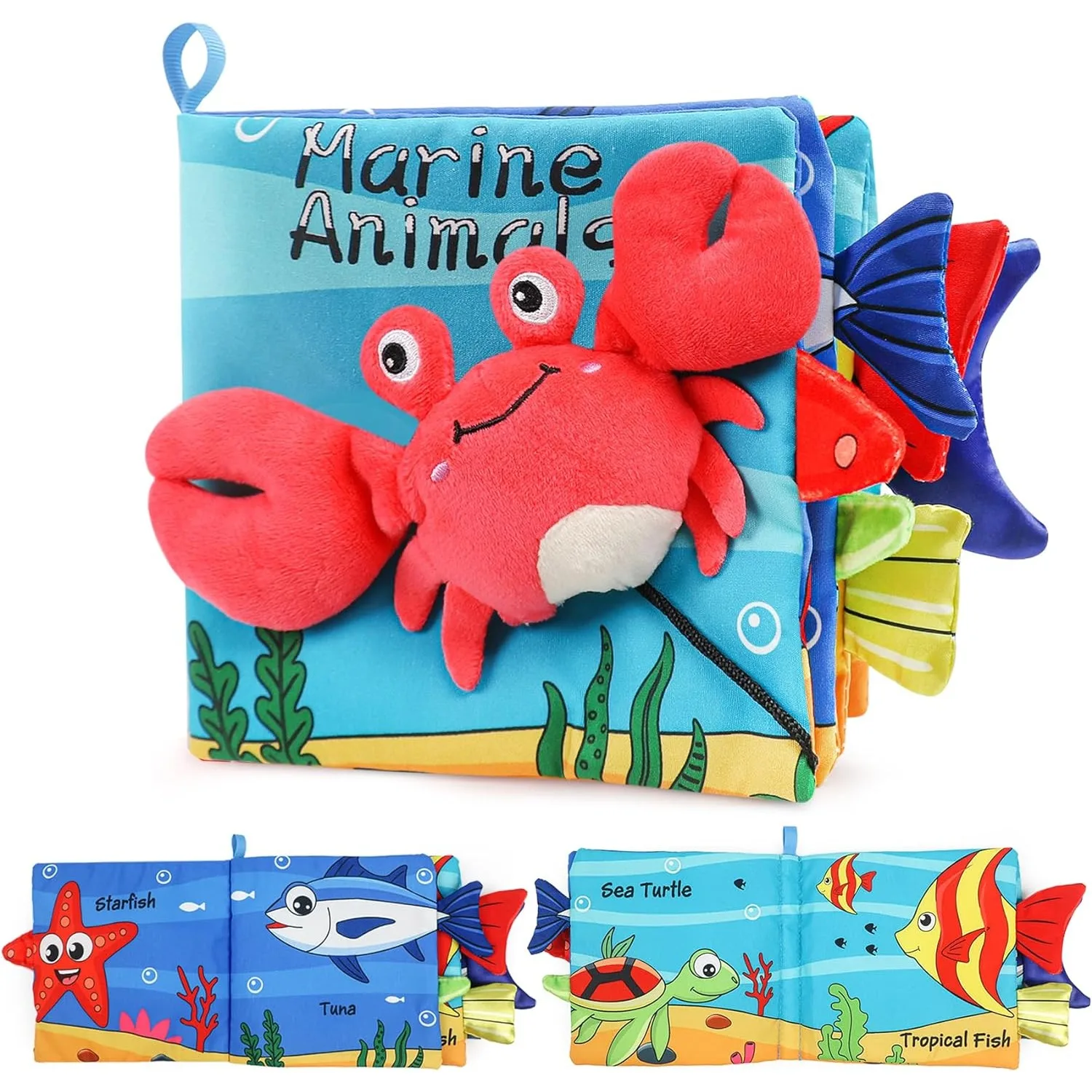 Libro de tela blandito con animales marinos para bebé - imagen 3