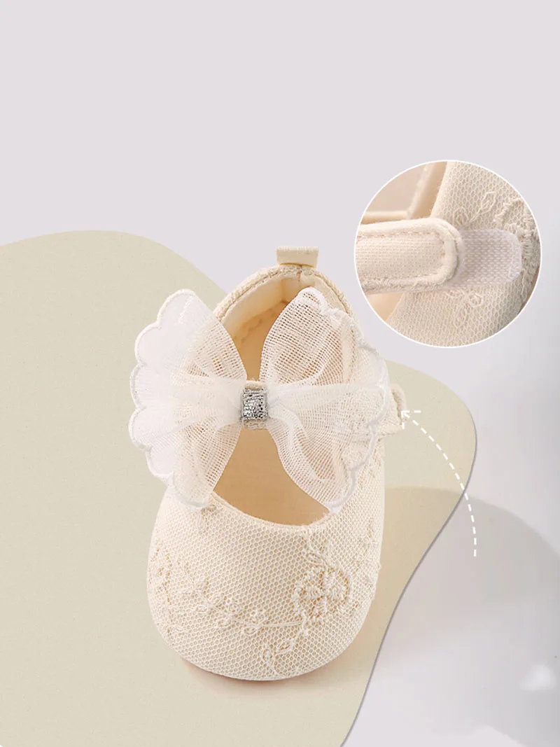MILANCEL zapatos verano bebé malla bordada con lazo y suela blanda - imagen 3