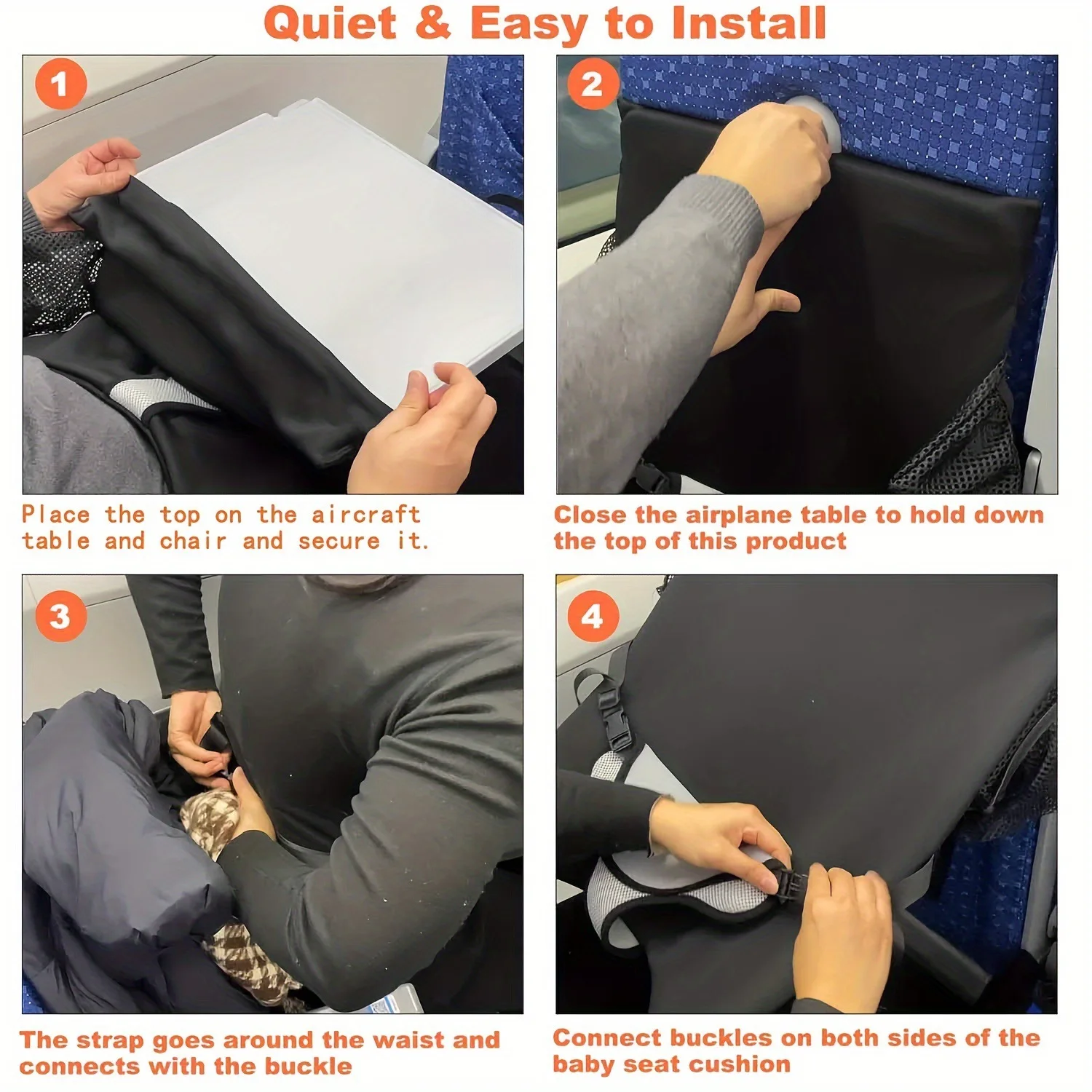 Extensor de asiento avión para niños con cama franela y reposapiés - imagen 2
