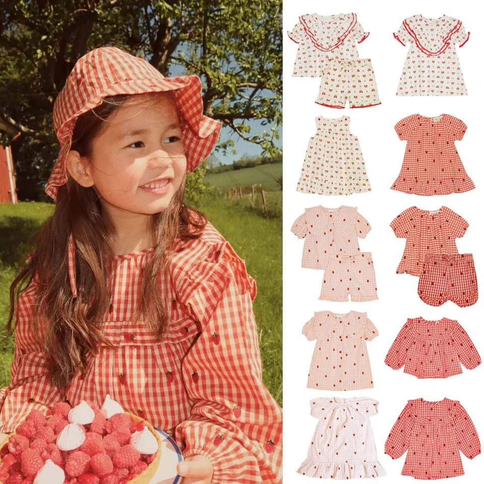 Vestido algodón estampado con fresas para niña en verano - imagen 2