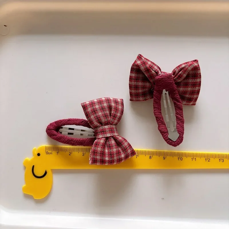 Clip de pelo lazo a cuadros rojo – Hedawear moda coreana para niña - imagen 2