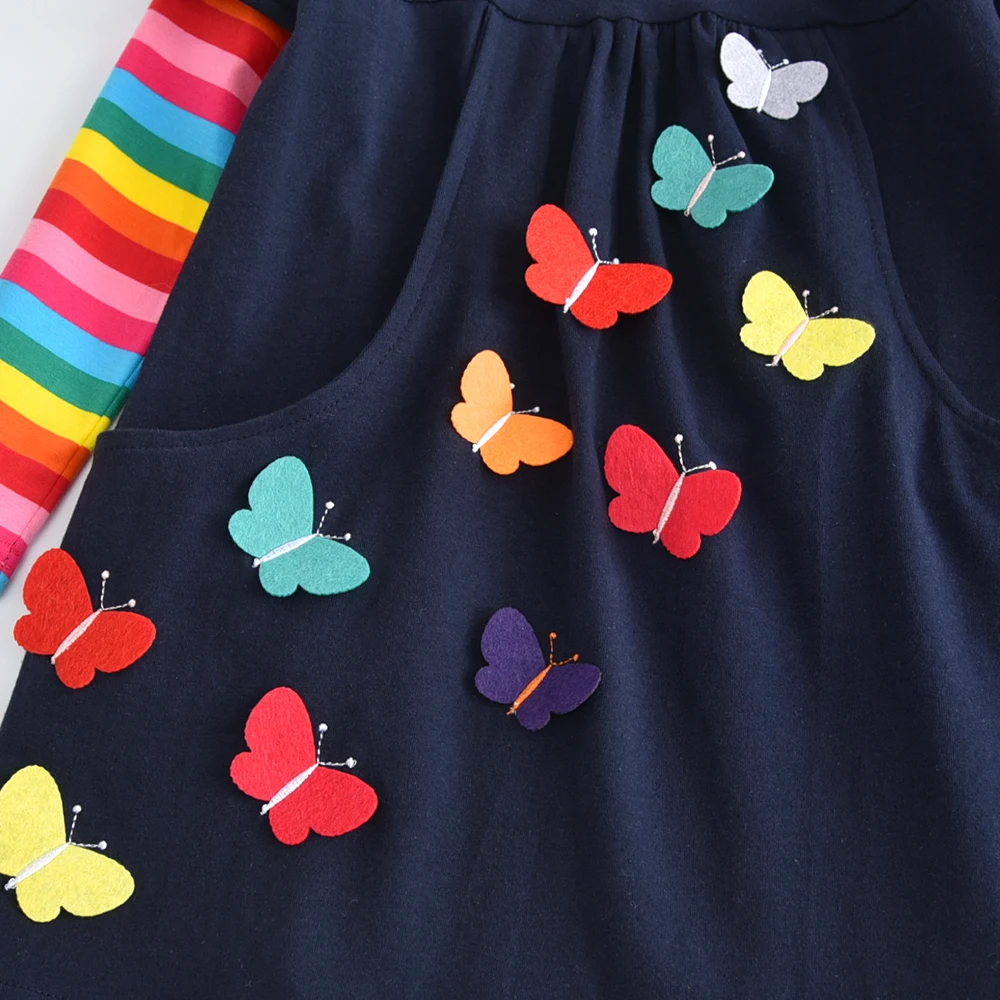 DXTON vestido infantil invierno algodón arcoíris manga larga