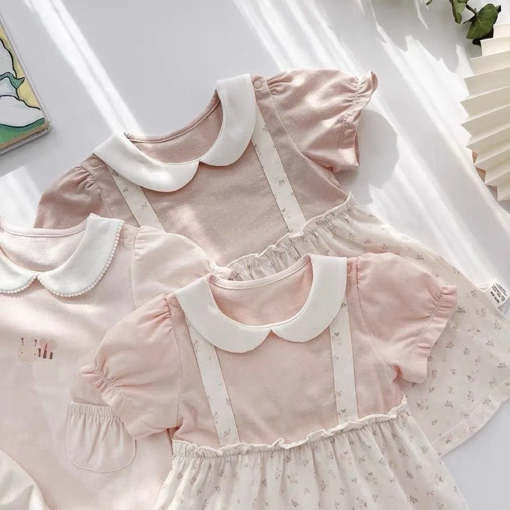 Vestido verano bebé algodón suave manga corta para niña – Falda A - imagen 5