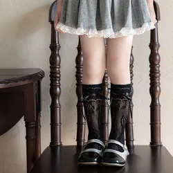 Calcetines de encaje con lazo para niña – Estilo verano malla fina