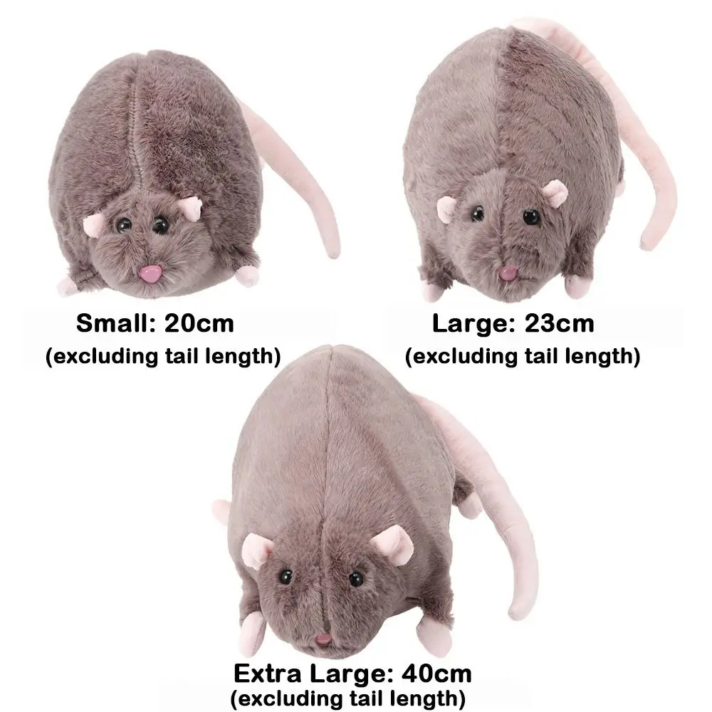 Ratón de peluche con flores y diseño de dibujos animados, color gris