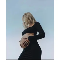 Vestido de maternidad largo elástico con vientre abierto para fotos